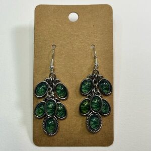 green and silver dangle earrings!